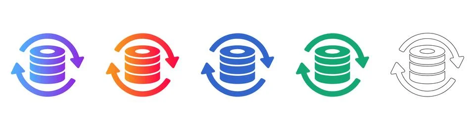 Data Synchronization Concept Icons Set 库存插图