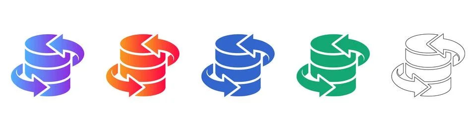 Data Synchronization Database Icon Set Illustrazione stock