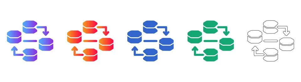 Data Synchronization Flow Icons 스톡 일러스트