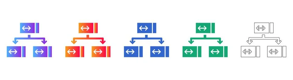 Data Synchronization Hierarchy Icons Stock Illustration
