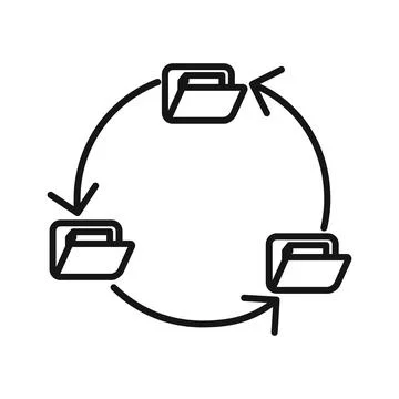 Data synchronization icon Black line art vector Stock Illustration