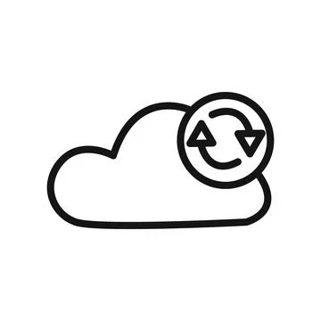 Data synchronization icon linear vector graphics sign Stock Illustration