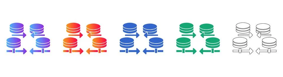Data Synchronization Icon Set 스톡 일러스트