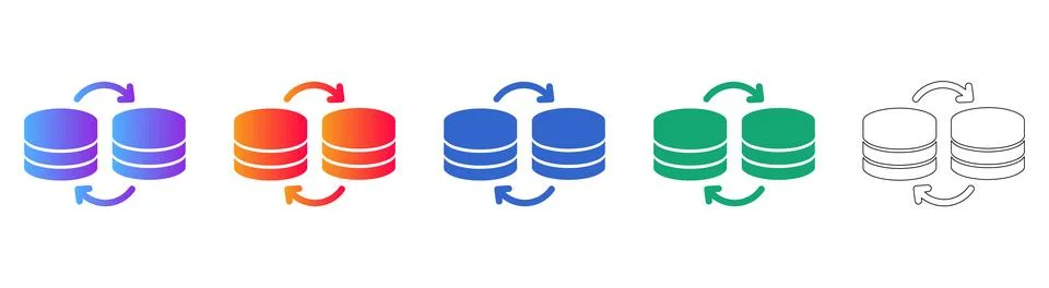 Data Synchronization Icon Set Stock Illustration