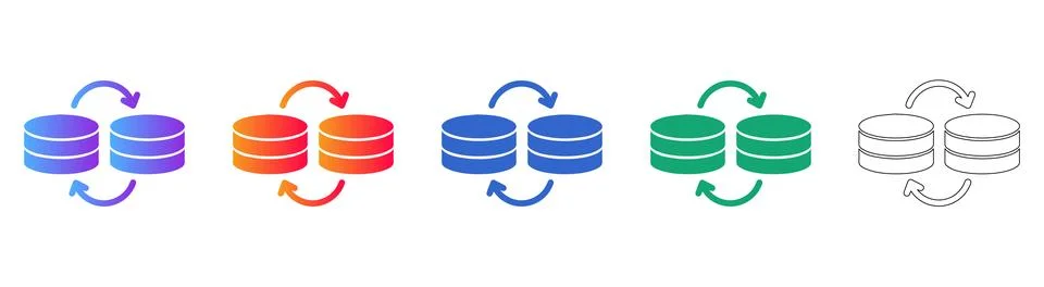 Data Synchronization Icon Set Illustrazione stock