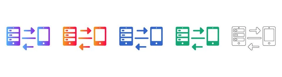 Data Synchronization Icon Set for Mobile Devices 스톡 일러스트