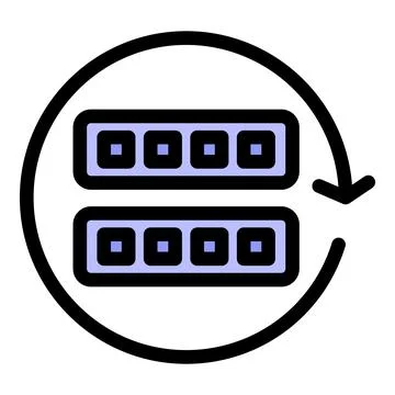 Data synchronization icon showing server updating and refreshing Stock Illustration