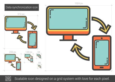Data synchronization line icon Stock Illustration