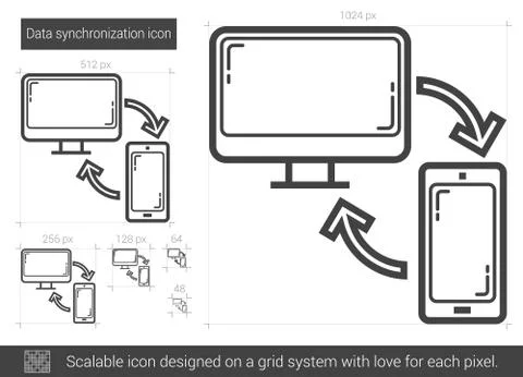 Data synchronization line icon Stock Illustration