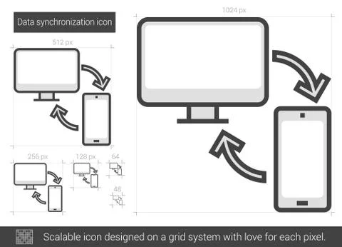 Data synchronization line icon Illustrazione stock