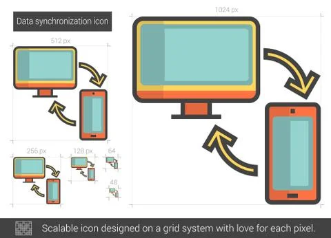 Data synchronization line icon 스톡 일러스트