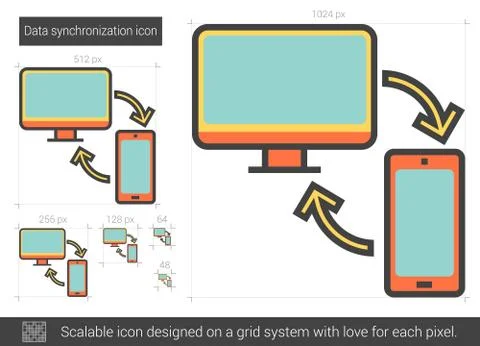 Data synchronization line icon Illustrazione stock