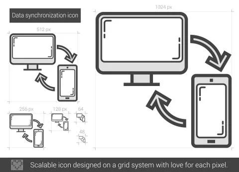 Data synchronization line icon Illustrazione stock