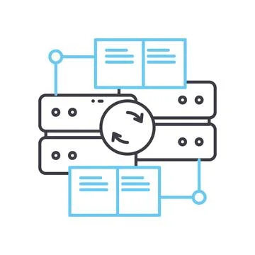 Data synchronization line icon, outline symbol, vector illustration, concept Illustrazione stock