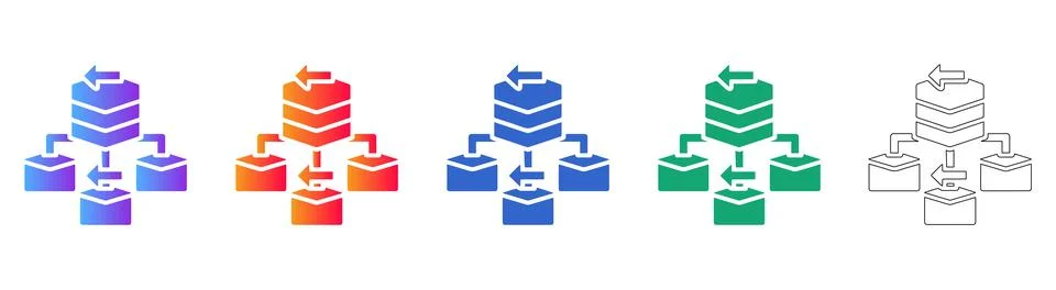 Data Synchronization Network Icon Set Stock Illustration