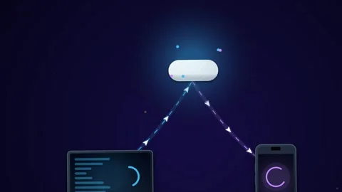 Data Synchronization Process Between Devices And Server Stock Footage 340748991