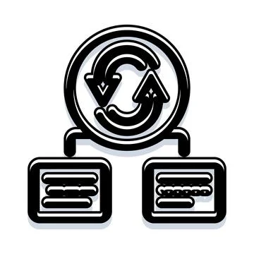 Data synchronization process between two systems icon Stock Illustration