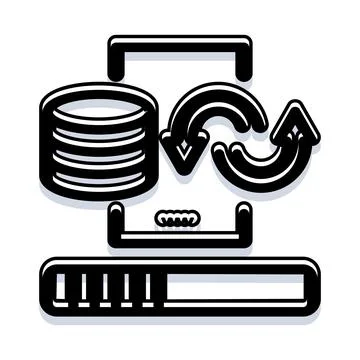 Data synchronization process icon with progress bar Stock Illustration