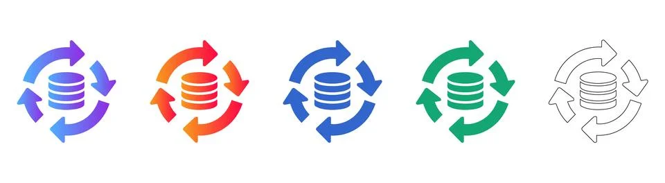 Data Synchronization Process Icons イラスト素材