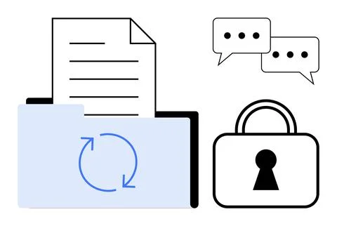 Data synchronization process with secure communication and encryption repre.. Stock Illustration