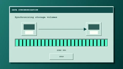 Data synchronization progress bar animation on computer screen Stock Footage 346926321