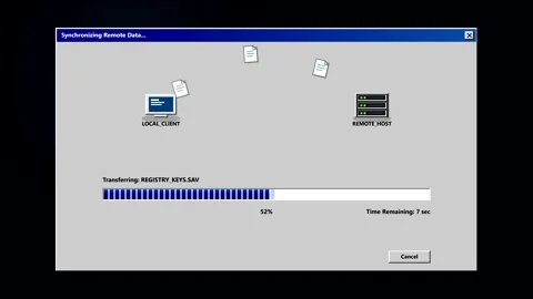 Data synchronization progress bar on computer screen Stock Footage 346539725