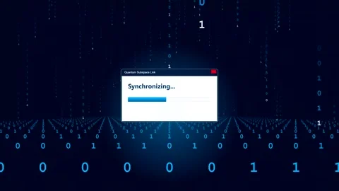 Data synchronization progress bar on digital binary code background Stock Footage 346838507