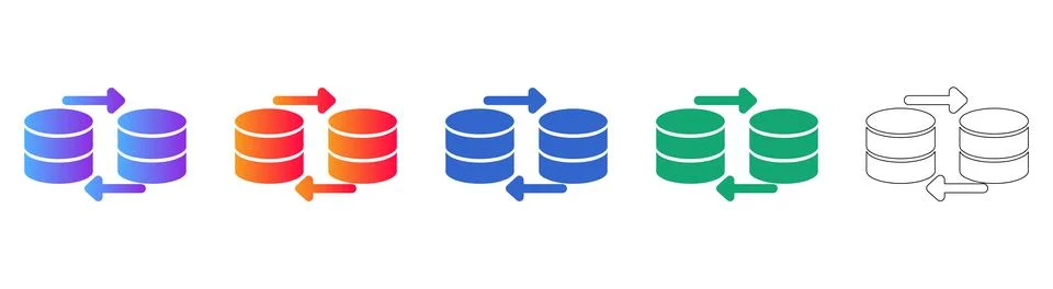Data Synchronization Server Icon Set Stock Illustration
