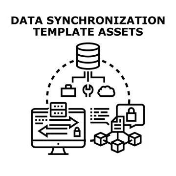 Data synchronization template assets concept illustration Stock Illustration