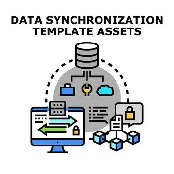 Data synchronization template assets concept illustration Stock Illustration