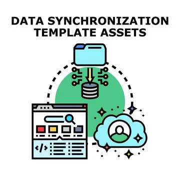 Data synchronization template assets management illustration Stock-Illustration