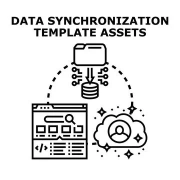 Data synchronization template assets management illustration 스톡 일러스트