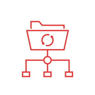 Data synchronization with thin line folder Stock Illustration