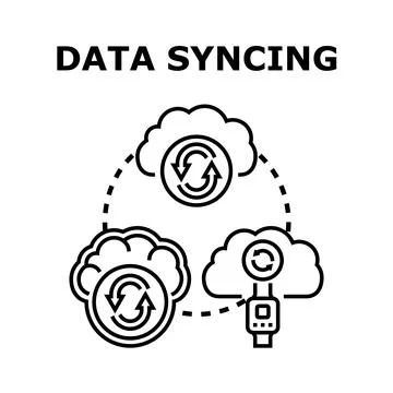 Data syncing between multiple cloud storage services 스톡 일러스트