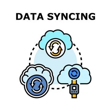 Data syncing between multiple cloud storage services イラスト素材
