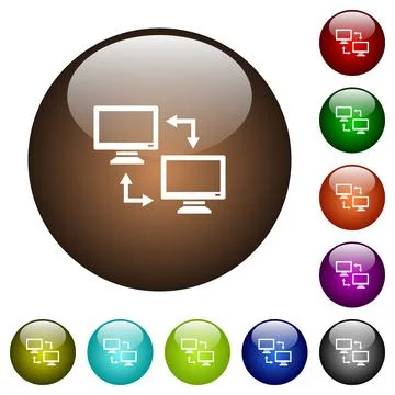 Data syncronization color glass buttons Stock Illustration