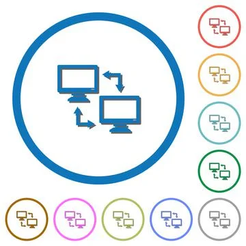 Data syncronization icons with shadows and outlines Stock Illustration