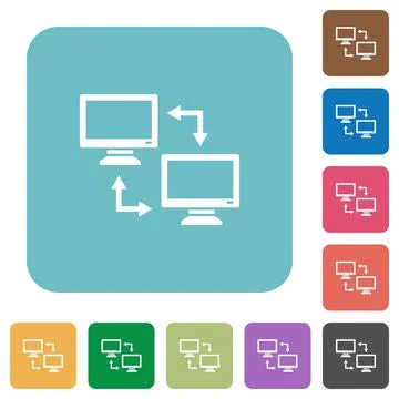 Data syncronization rounded square flat icons Illustrazione stock