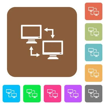 Data syncronization rounded square flat icons Stock Illustration