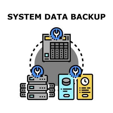 Data system backup concept protecting information technology infrastructure イラスト素材
