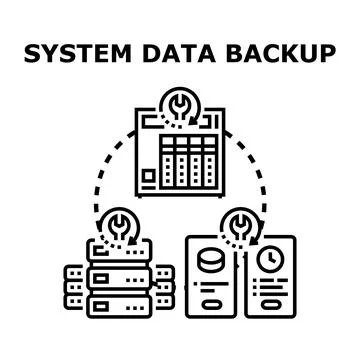 Data system backup concept protecting information technology infrastructure イラスト素材