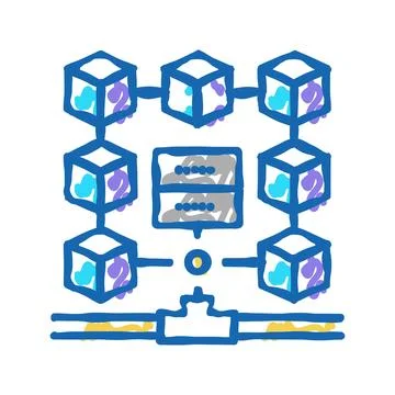 Data system icon doodle illustration Stock Illustration