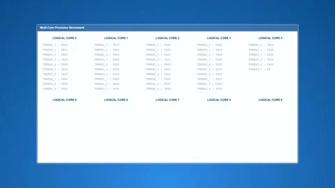 Data table benchmark screen recording with scrolling text Stock Footage 346838071