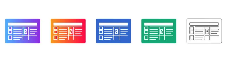 Data Table Interface Icon Set Stock Illustration