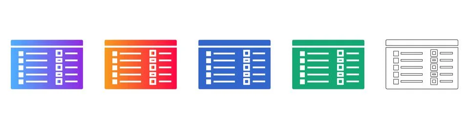 Data Table List Icon Set Stock Illustration