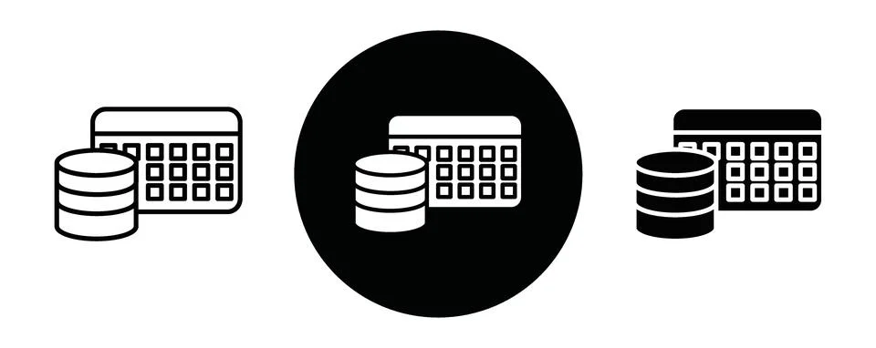 Data table outline icon collection or set. Data table Thin vector line art Stock Illustration