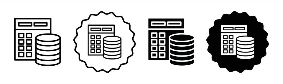 Data table vector icon set collection. Data table Outline flat Icon. Stock Illustration