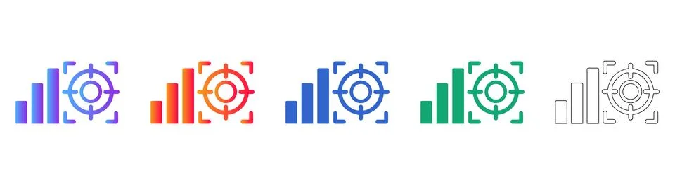 Data Target Analytics Icon Set Stock Illustration