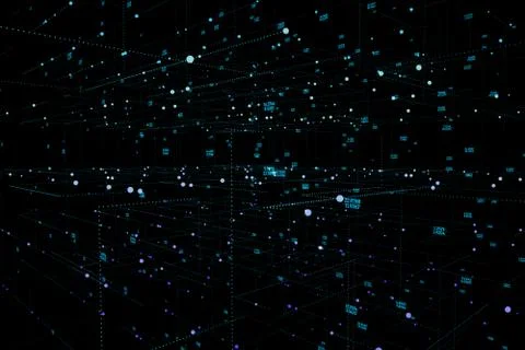 Data technology abstract futuristic 3d illustration. Big data visualization. 스톡 일러스트