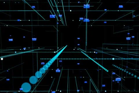 Data technology abstract futuristic background .Dots and lines on dark Illustrazione stock